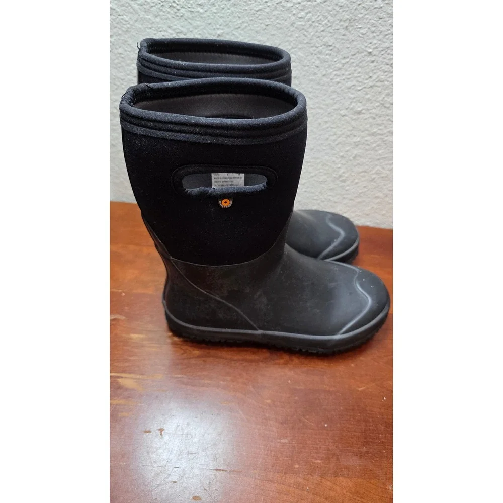 Bogs K Grasp‎ Solid Rain Boots Youth 5 Black Waterproof Neoprene